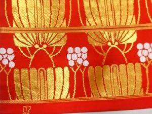 アンティーク　川島織物製　抽象草花模様織出し開き名古屋帯（額縁仕立て）